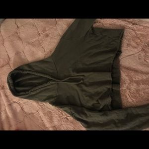 Army Green Cropped Hoodie